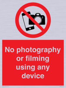 No photography or filming using any device